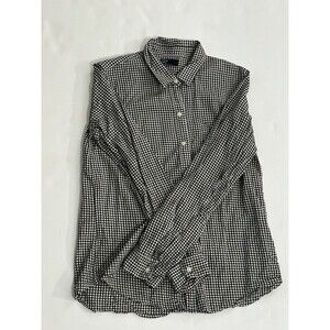 Gap Womens Button Down Shirt Black White Gingham Long Sleeve M 100% Cotton